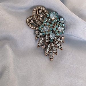 Vintage Blue Rhinestones Brooch/Pendant